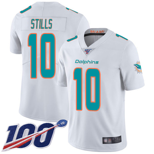 Nike Miami Dolphins 10 Kenny Stills White Men Stitched NFL 100th Season Vapor Limited Jersey